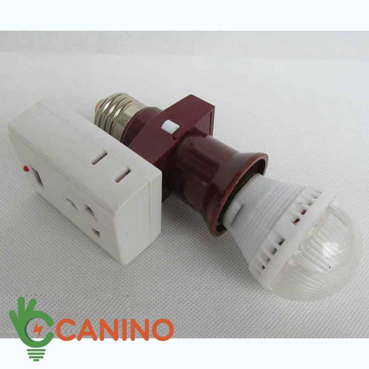 Bộ 2 đầu chia đui xoáy e27 ra thêm 2 ổ cắm