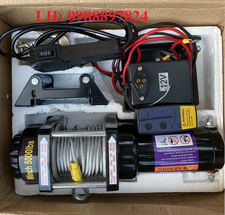 Tời Điện 12V Siêu Khoẻ - Điều Khiển Không Dây - Tời Cứu Hộ, Nâng Hạ Hàng Hoá - Tải Trọng 2500Kg 5000LBS