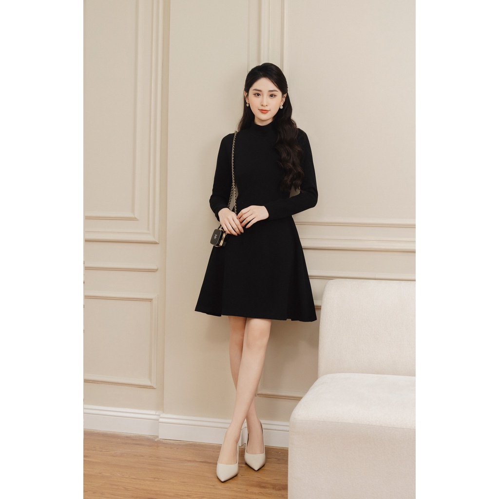 Váy len cổ lửng chân xoè tiinstore vdd689