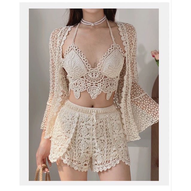 💥Set Đồ Bơi Ren Đi Biển 3 Chi Tiết Có Bán Rời