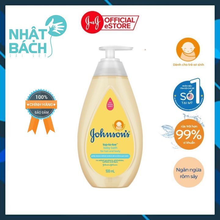 Sữa tắm cho bé, sữa tắm gội toàn thân johnsons top to toe 500ml