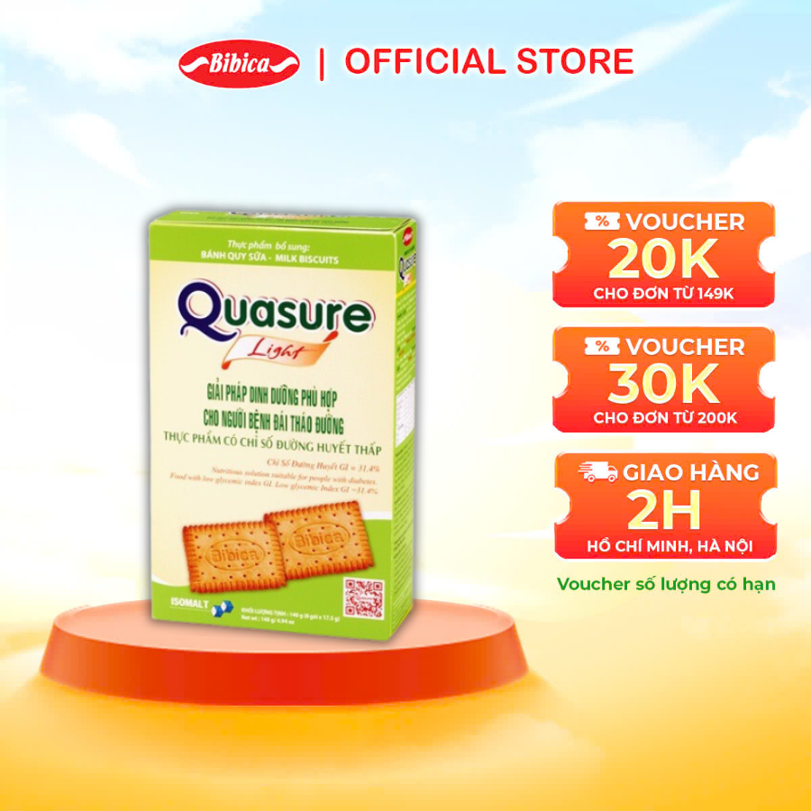 Bánh Quy Quasure Light Sữa Bibica 140g - Thực phẩm dành cho người ăn kiêng, tiểu đường