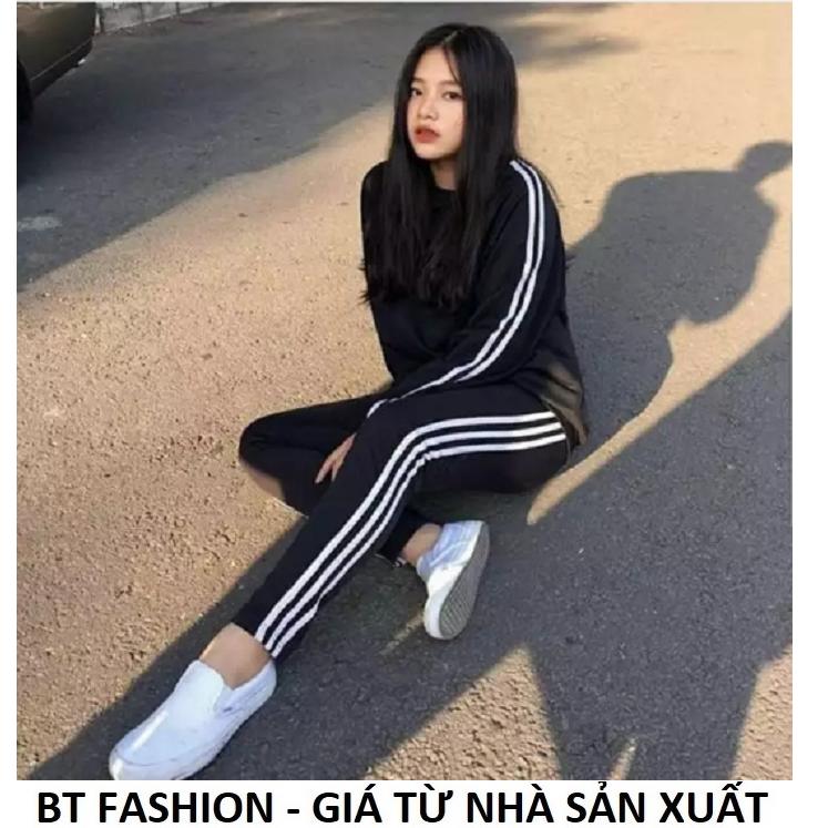 Quần Dài Nữ Thun Phom Rộng Jogger Thể Thao Thời Trang Hàn Quốc - BT Fashion (TT06-BA SỌC XUÔNG)