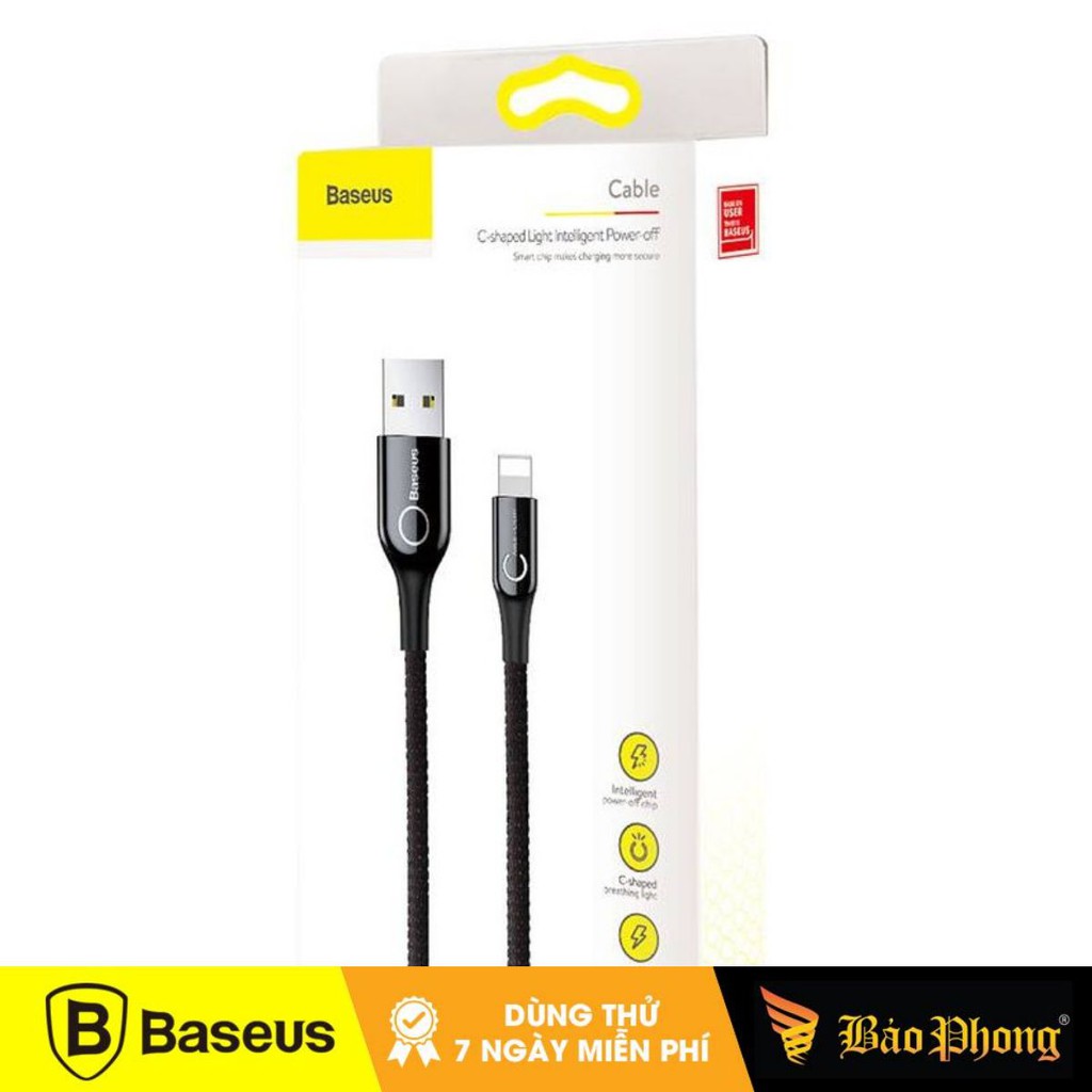Cáp sạc tự ngắt BASEUS C-Shaped Light Intelligent power-off 2.4A 1m