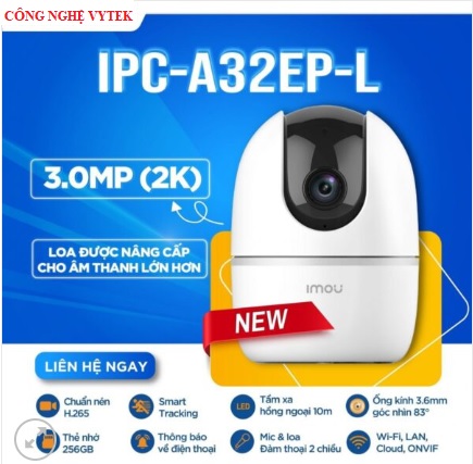 Camera imou wifi ranger | camera 360 độ imou camera trong nhà ip imou 3mp - ipc-a32ep-l 3mp 2k