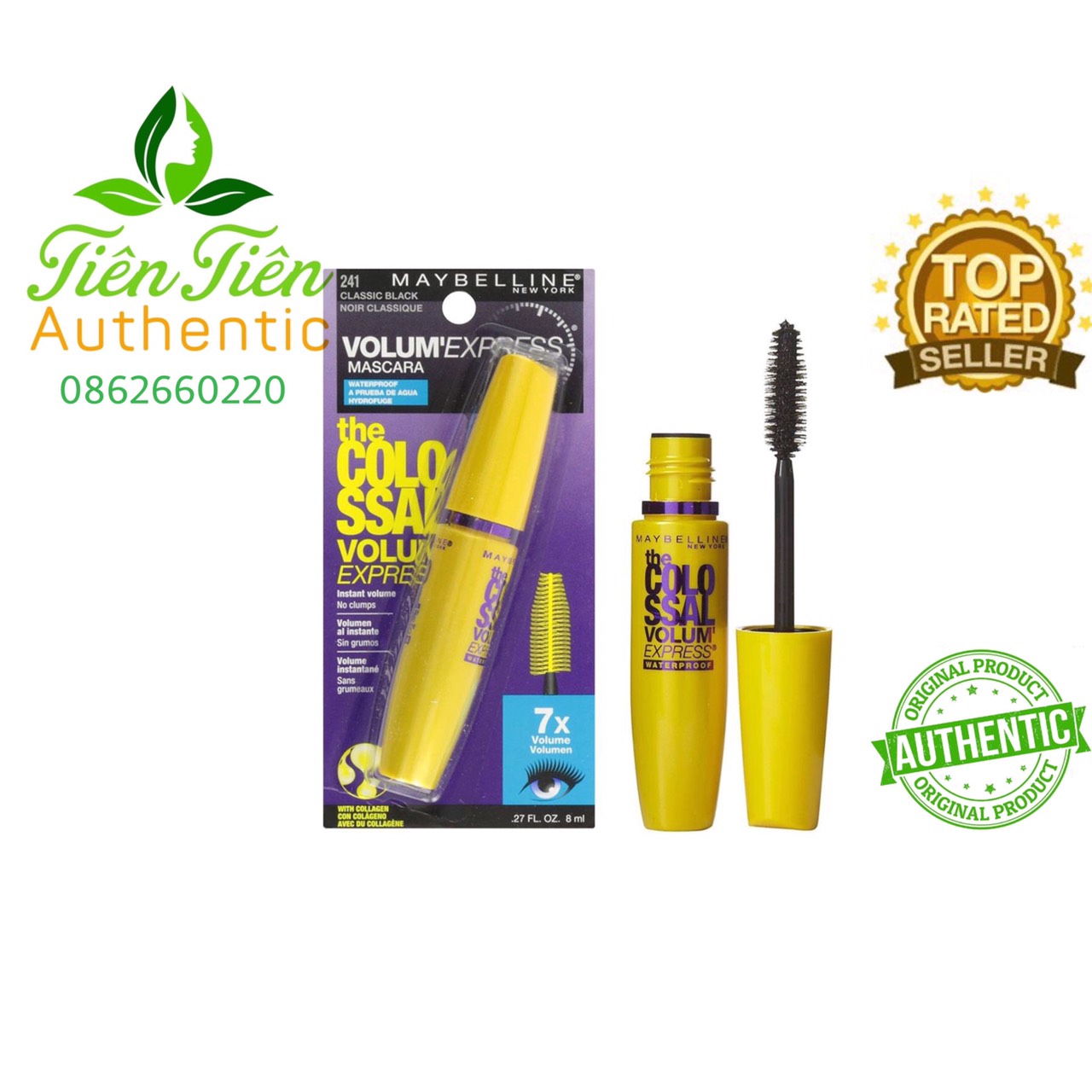 Mascara chuốt mi Maybelline Colossal Volume Express 7X Mỹ làm dày và dài mi