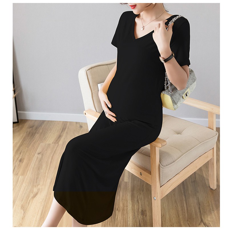 Váy bầu đầm bầu xinh thun trơn a1728