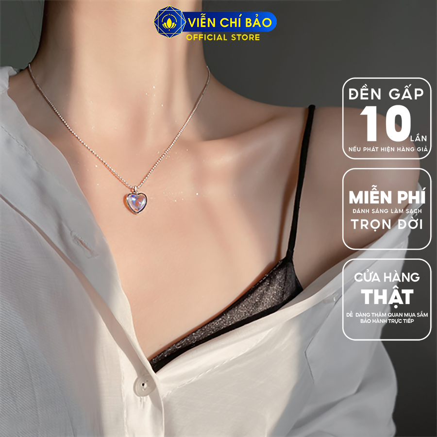 Dây chuyền bạc nữ trái tim đá mặt trăng chất liệu bạc 925 thời trang sức Viễn Chí Bảo D000041x