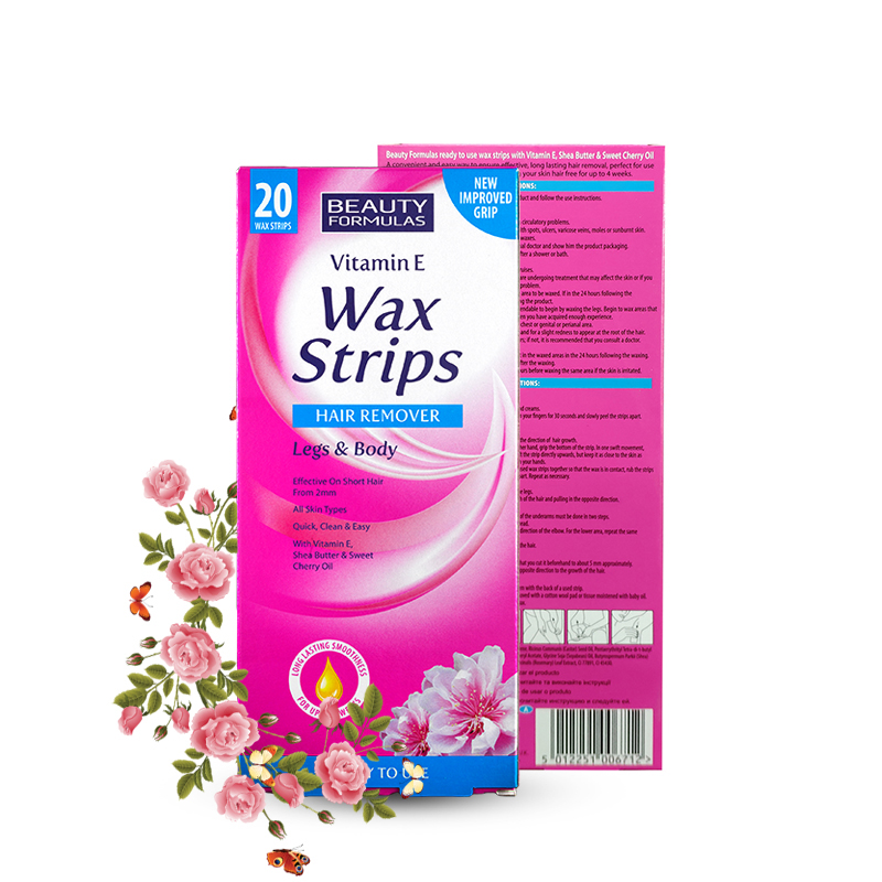 [HCM]Miếng Dán Tẩy Lông Beauty Formulas  Wax Strips Legs and Body (hộp 20 miếng)