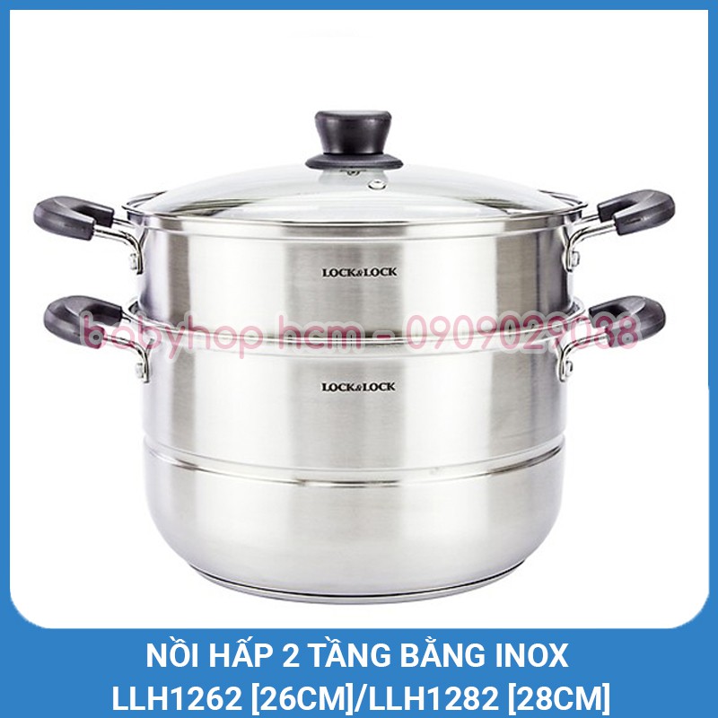 Nồi hấp 2 tầng inox lock&lock 20cm/28cm llh1202 llh1282