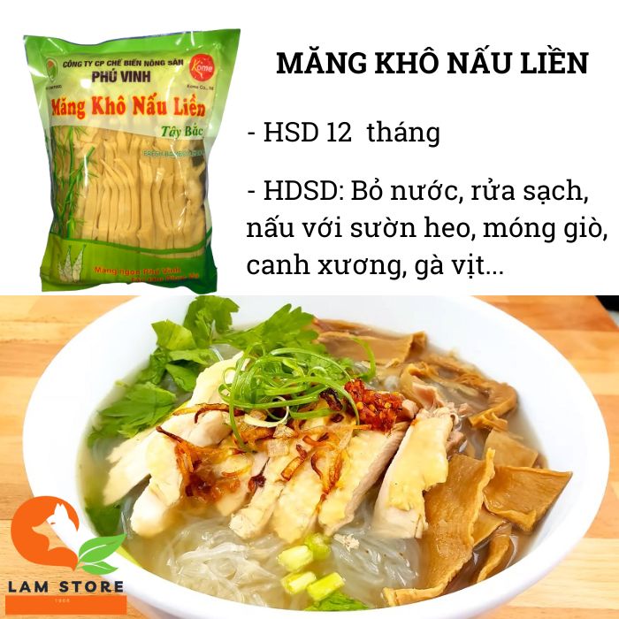 Măng khô nấu liền gói 300gr- Thương hiệu Phú Vinh- Măng sạch đóng túi