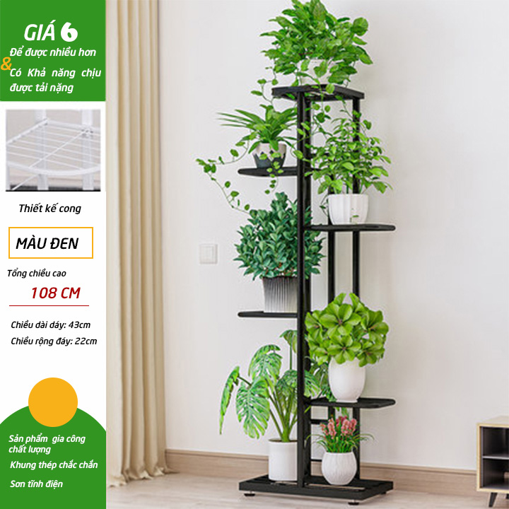 Giá cây cảnh 6 tầng, kệ cây cảnh nhiều tầng, Kệ để chậu hoa, Giá để chậu hoa 6 tầng, Kệ cây kiểng khung sơn tĩnh điện
