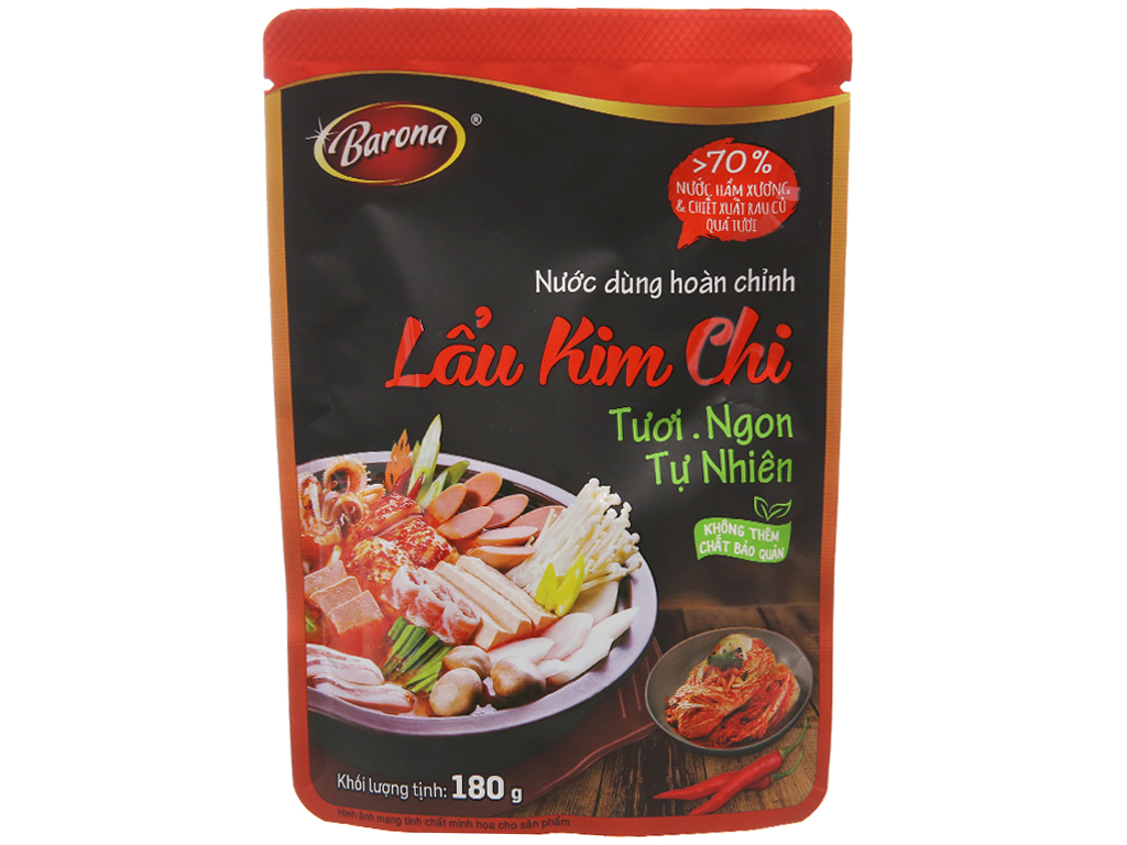 Nước dùng hoàn chỉnh lẩu kimchi Barona gói 180g