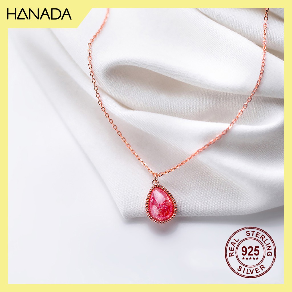 Dây chuyền bạc 925 hanada giọt nước đá thạch anh 0157