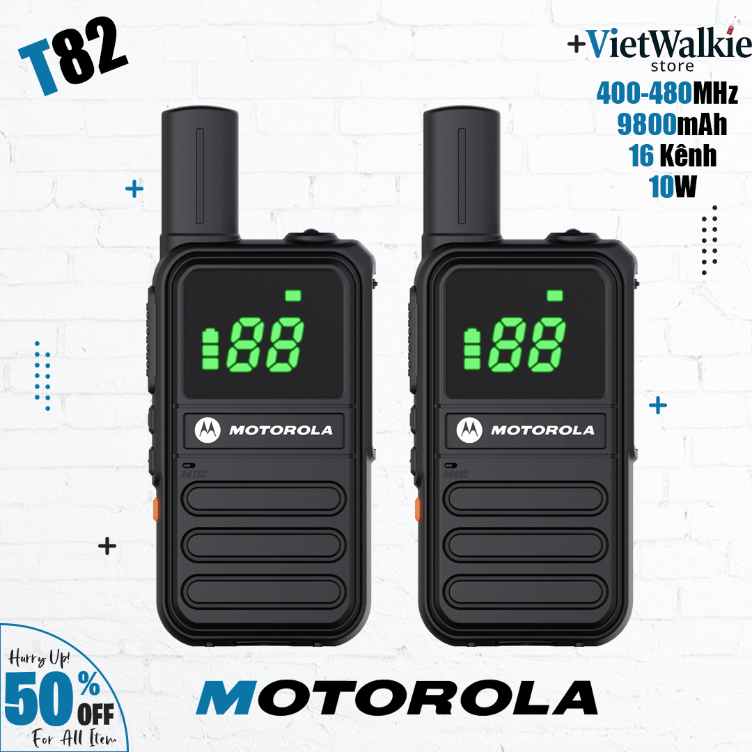Bộ đàm Motorola T82 Nhiều bộ Bộ đàm UHF 400-480MHz 10W Mini Walkie Talkie 16 Channel 9800Mah Khoảng cách giao tiếp 10KM