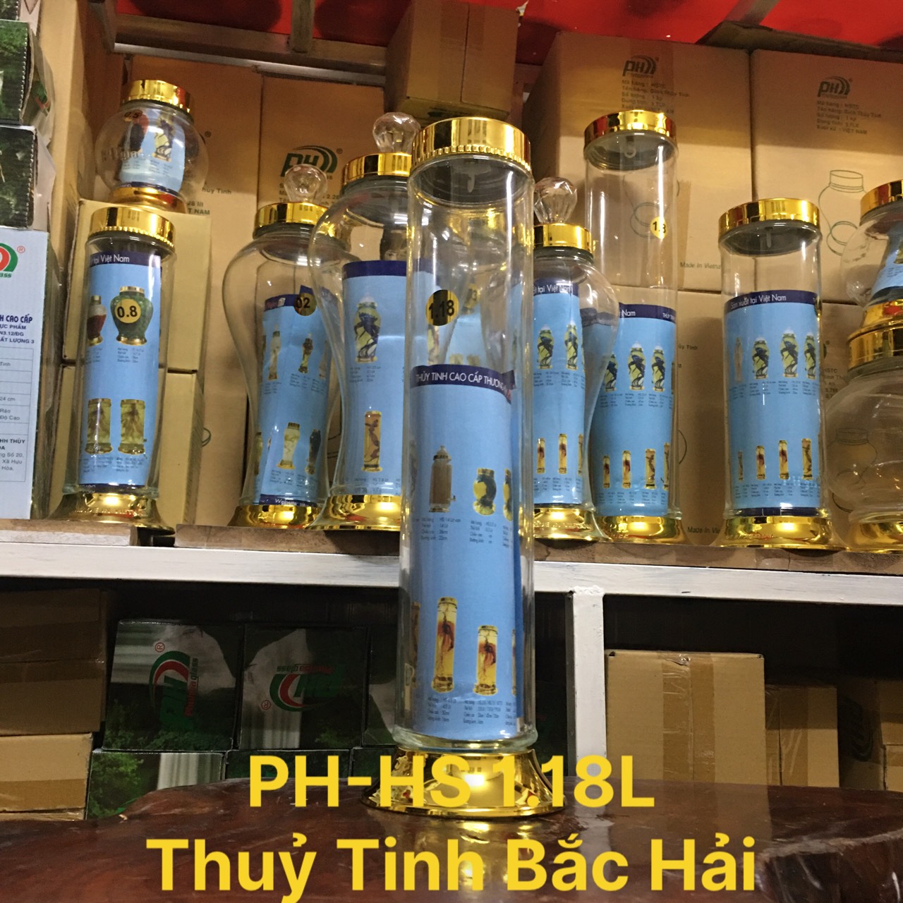 Bình thủy tinh và hũ thủy tinh ngâm rượu 1.18l