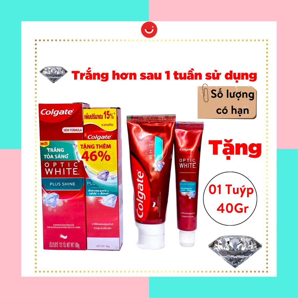 Kem đánh răng Colgate Optic White 100Gr tặng kèm 01 tuýp 46Gr