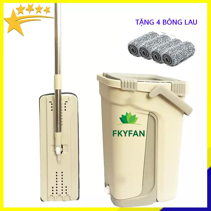 (TẶNG 4 BÔNG LAU) Bộ cây lau nhà thông minh 2 ngăn tự vắt tiện dụng lau sạch mọi ngóc nghách - COMBO lau nhà tự vắt thông minh - Bộ lau nhà 360 độ - 2 ngăn tự vắt đơn giản dễ dùng- Cây lau nhà đa năng,xô lau nhà ,bộ lau nhà