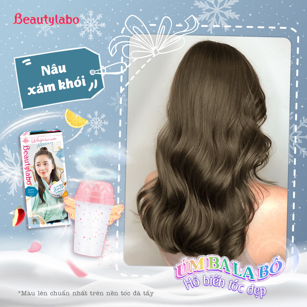Thuốc Nhuộm Tóc  Tại Nhà Dạng Bọt Beautylabo Whip 125ml Nhuộm Dưỡng Chuẩn Nhật Whip Hair Color - Màu Nâu Xám Khói