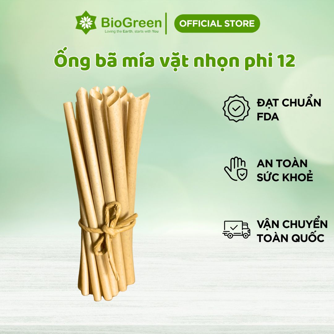  Thùng 1000 ỐNG HÚT BÃ MÍA PHI 12 VẶT NHỌN KHÔNG PE size trà sữa  - không tan trong nước thân thiện môi trường. 