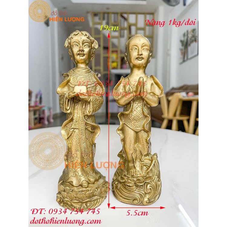 Đôi tượng Tiên đồng ngọc nữ cao 19cm bằng đồng phong thủy