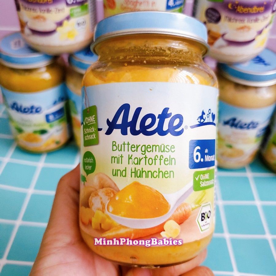 Hũ ăn dinh dưỡng alete vị gạo carot ktây gà bơ cho bé 6n+