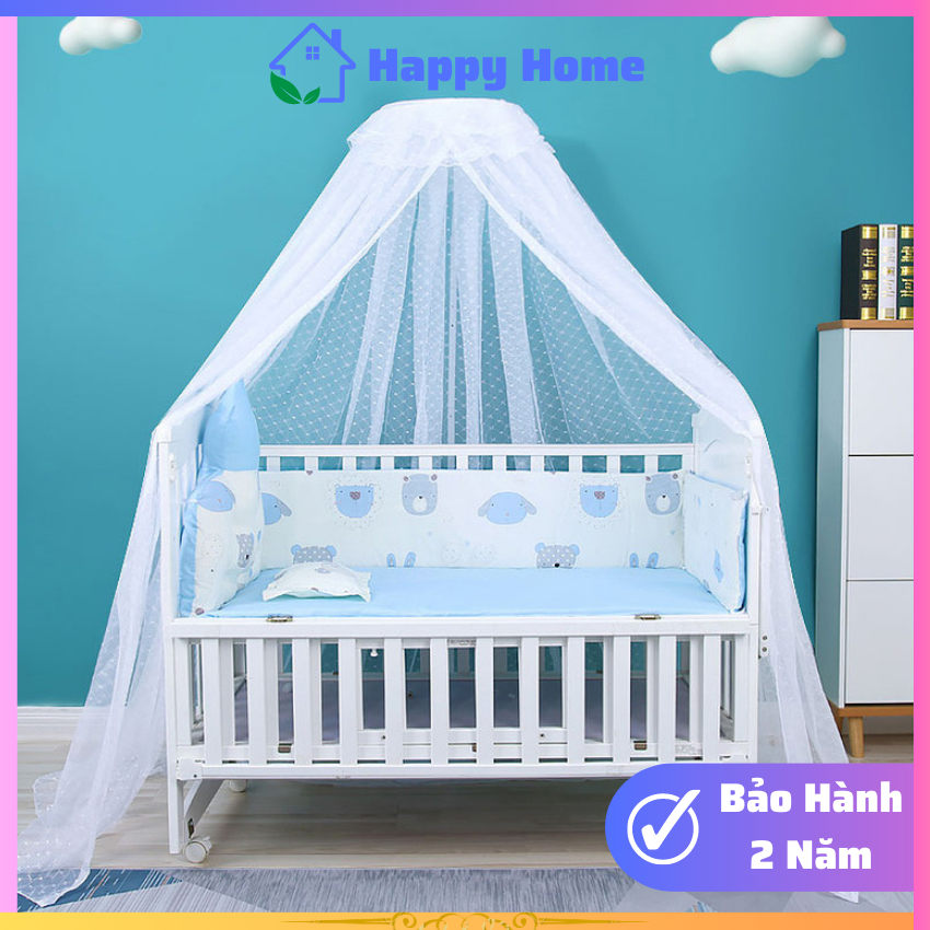 Cũi Cho Bé Màu Trắng, Cũi Em Bé Gỗ Thông Chắc Chắn Kích Thước 105 x 60cm , Cũi Gỗ 2 Tầng, Cũi Đa Năng Thiết Kế Gỗ Thông Bền Đẹp, Cũi Trẻ Em - HAPPY HOME