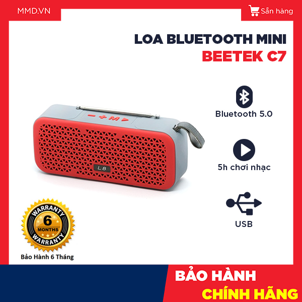 Loa blutooth không dây mini cầm tay beetek l8 chức năng usb, thẻ nhớ, 3.5, fm, nghe nhạc 6h phát nhạc