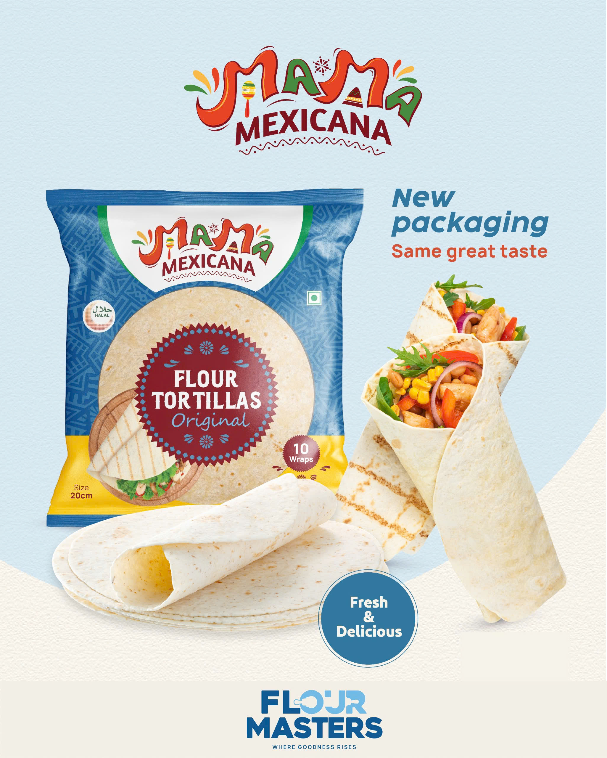Bánh Tráng Cổ Điển Mexico (Original Flour Tortilla 8" 20cm) / Bánh Tráng Cổ Điển Mexico (Original Flour Tortilla 10" 25cm) Gói: 450 - 560g