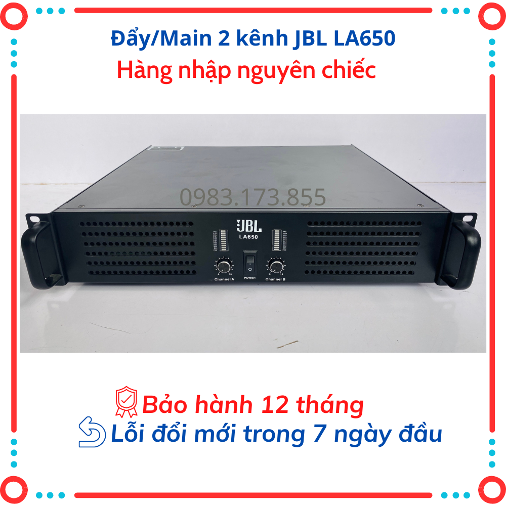 Cục đẩy công suất 2 kênh J.B.L model LA650, 600W/Kênh. Lh shop để nhận ưu đãi.