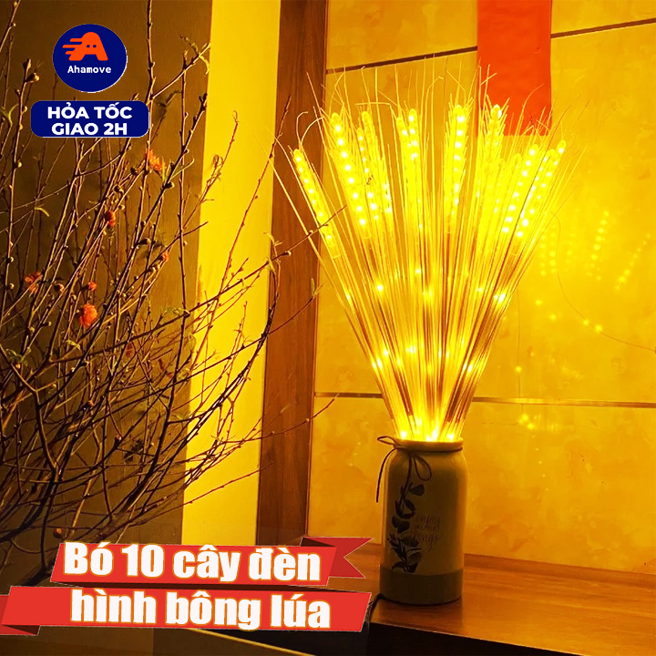 Đèn led bông lúa trang trí - đèn lúa led - đèn led hình bông lúa trang trí nhà cửa thu hút lộc tài 10 bông không gồm phích cắm