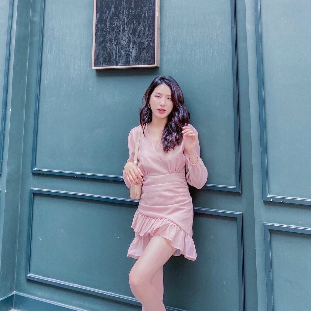 Đầm voan tay dài chân đuôi cá đáp tà dễ thương TTSA0864