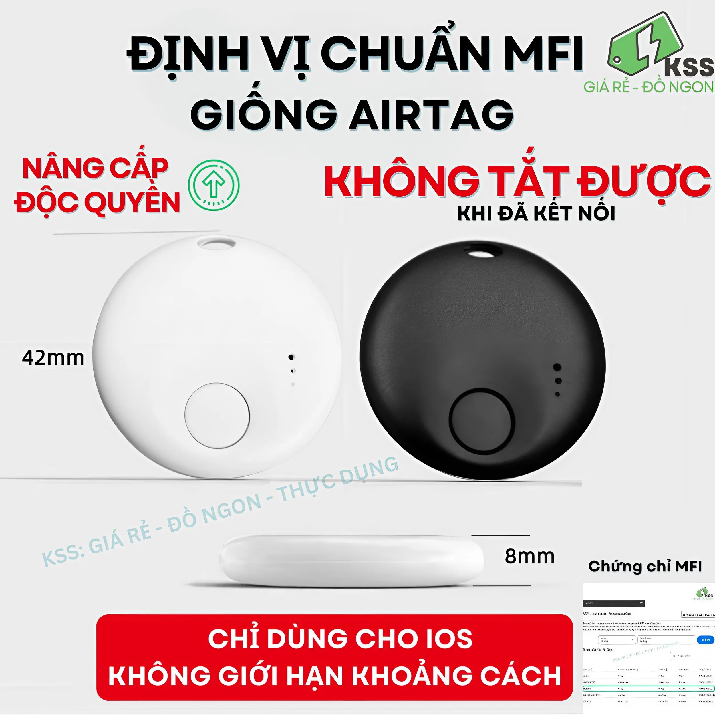 Thiết bị theo dõi , định vị toàn cầu Smart Tag - Chuẩn MFI - Tương Thích App Find My IP -KSS