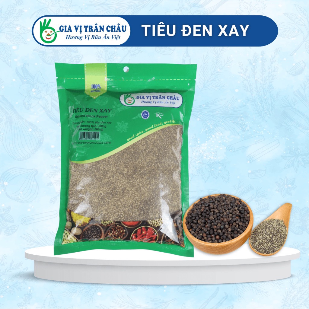 Tiêu đen xay Gia vị Trân Châu túi 500gram