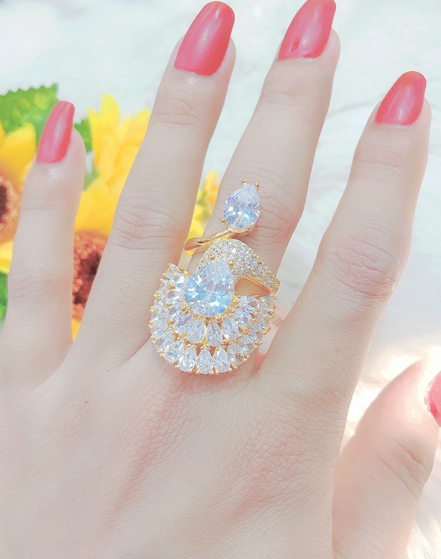 Nhẫn nữ mạ vàng 18k kiểu dáng độc lạ 0703003 -  Mang đi chơi, đi tiệc rất đẹp -  Tubi Cony - trang sức nữ, nhẫn nữ bạch kim đẹp, nhẫn thời trang rất đẹp