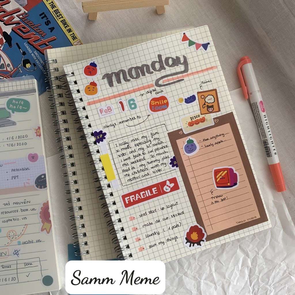 Sổ tay lò xo ghi chép A5 B5 A6 giấy cao cấp có đường kẻ viết nhật ký ghi chú, vở bài tập tiện dụng