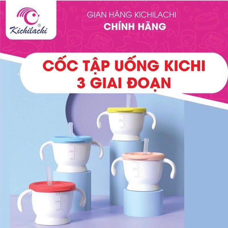 Cốc tập uống nước uống sữa tập hút 3 giai đoạn tiện lợi cho bé có vạch chia ml