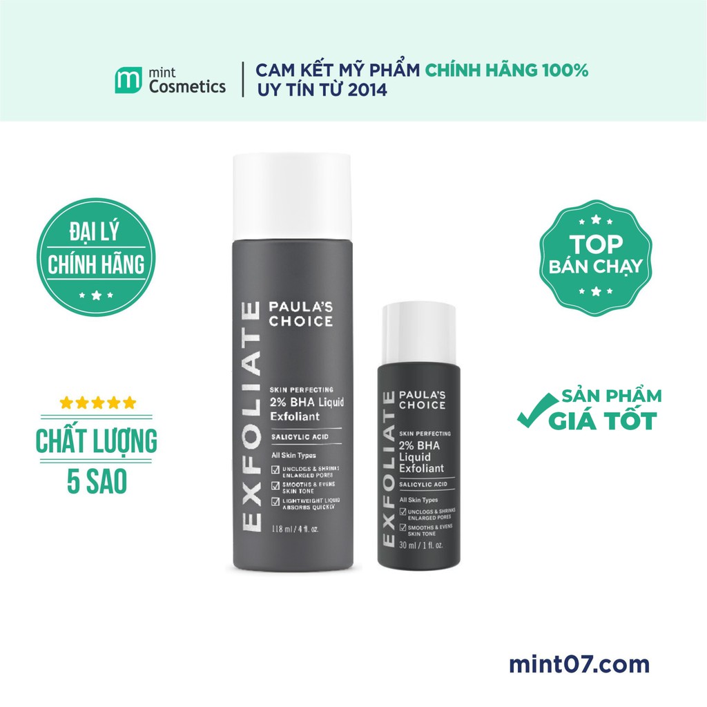 Tẩy da chết hóa học paula's choice skin perfecting 2% bha liquid