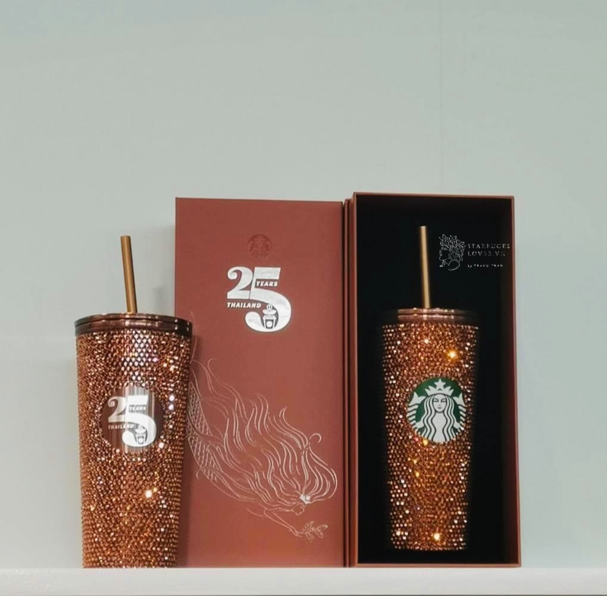 |chính hãng| ly starbucks copper rhinestones nạm đá 25th anniversary thailand