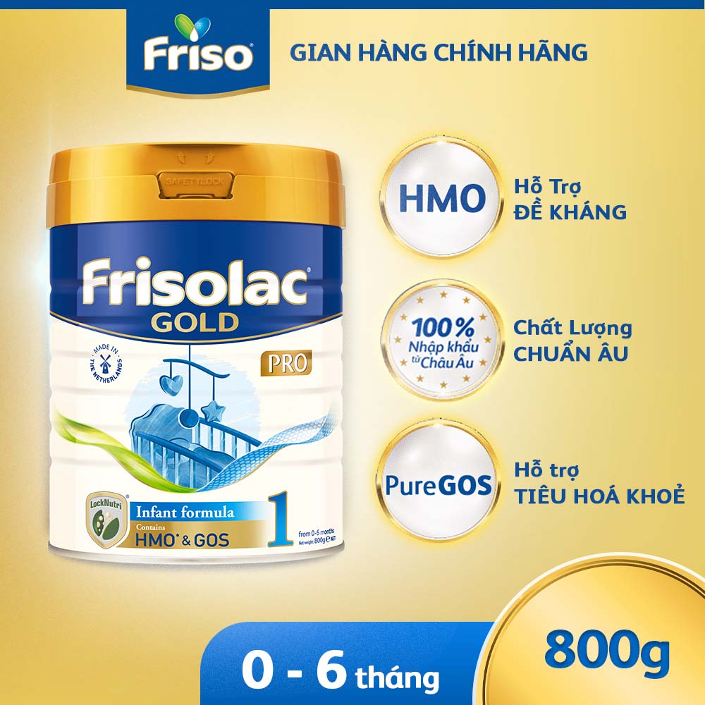 [Nhập khẩu Hà Lan] Sữa Frisolac Gold Pro 1 800g-cho trẻ 0-6 tháng