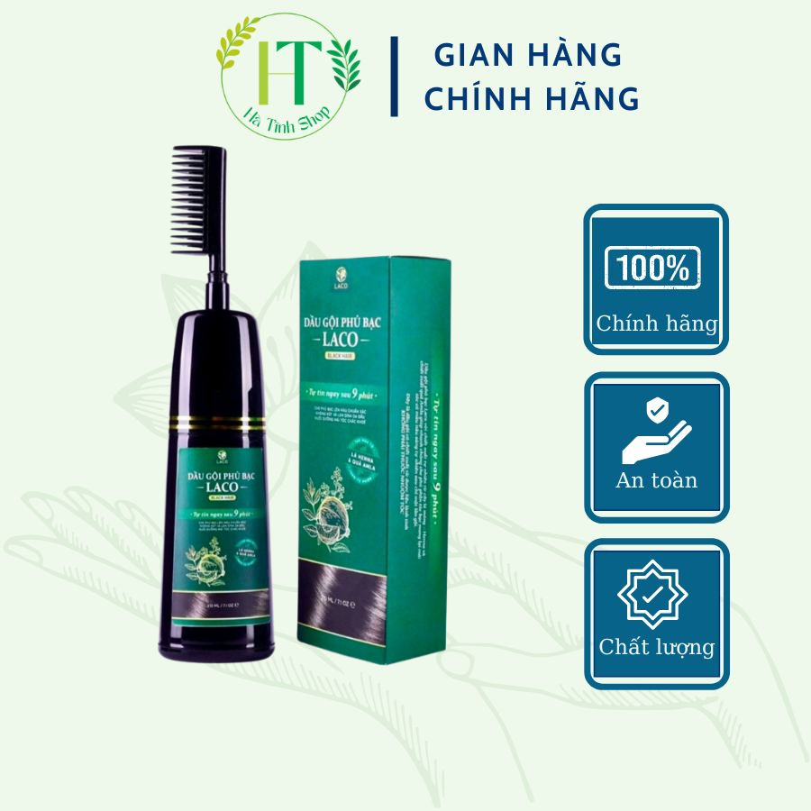 Dầu gội phủ bạc Laco Black Hair, phủ đen tóc bạc sau 9 phút 200ml
