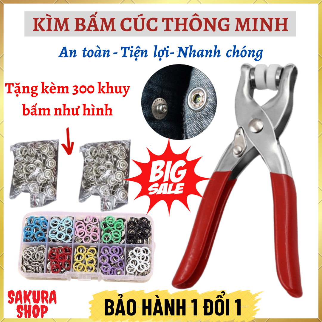 Kìm bấm cúc đa năng tiện lợi, kiềm bấm cúc, kèm bấm cúc đa năng, bộ kìm bấm khuy tặng kèm cúc bấm, dụng cụ bấm khuy áo tiện dụng cho mọi nhà - sakura shop