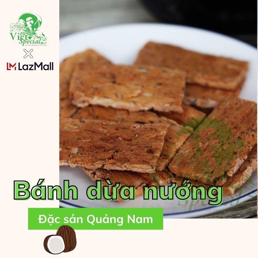 Đồ ăn vặt Bánh dừa nướng VietSpecial 250g / 150g - Là món ăn gắn liền với tuổi thơ của vùng đất Quảng Nam.