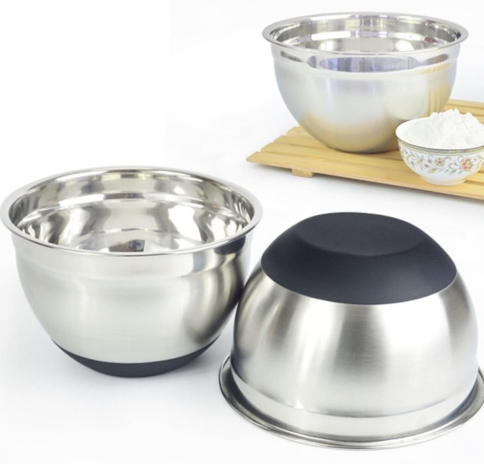 Tô trộn bột Inox size 20 đến 22 cm Hàng có Đế Đen chống trượt hàng Nhập Khẩu