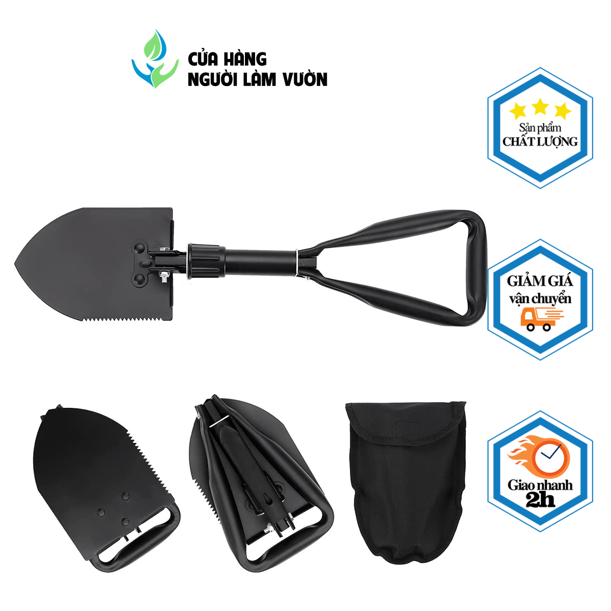Xẻng - cuốc đa năng gấp gọn 2 trong 1 thuận tiện khi đi cắm trại du lịch - dụng cụ làm vườn đa năng gấp gọn có bao đựng