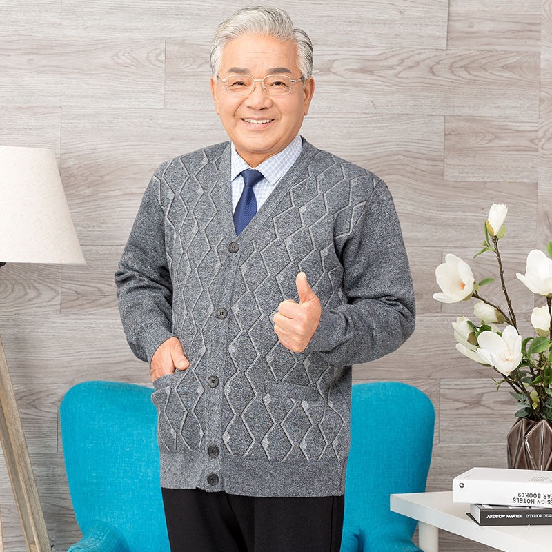 Áo khoác len nam trung niên, áo len nam cho ông cho bố, áo len cho người già cao tuổi, áo len cardigan cổ V phong cách Hàn Quốc