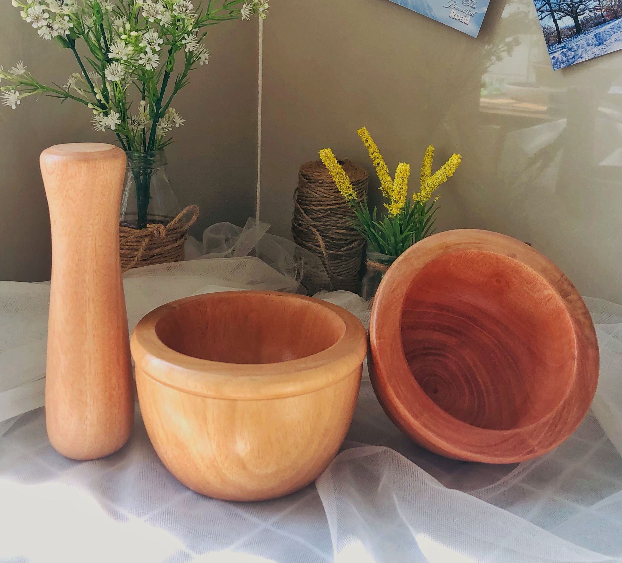 Cối chày gỗ nguyên khối - hàng xuất khẩu