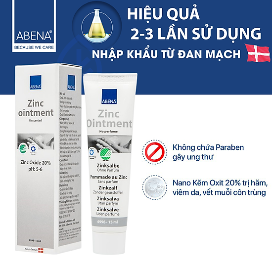 Kem hăm đa chức năng Abena Zinc Oinment nhập khẩu Đan Mạch, 100ml