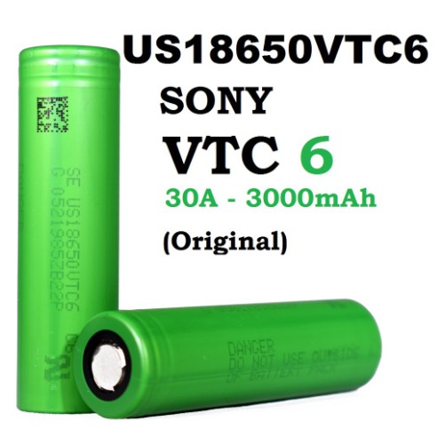 Combo 2 Pin sạc SONY VTC6 18650 dung lượng 3000mah dòng xả cao 30A dùng cho đèn pin, quạt mini cầm tay,sạc dự phòng , xe đạp điện và các thiết bị cầm tay mini