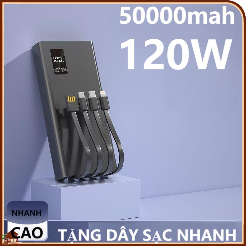 (Free Fast Charging Cable) 50000Mah 80000Mah Power Bank, 120W Fast Charging, Large Capacity Battery with Cable to Plug in Many Phones - 2